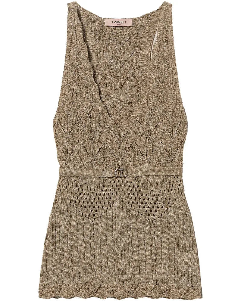 Twin-Set Top mit Lurex-Detail - Nude Nude