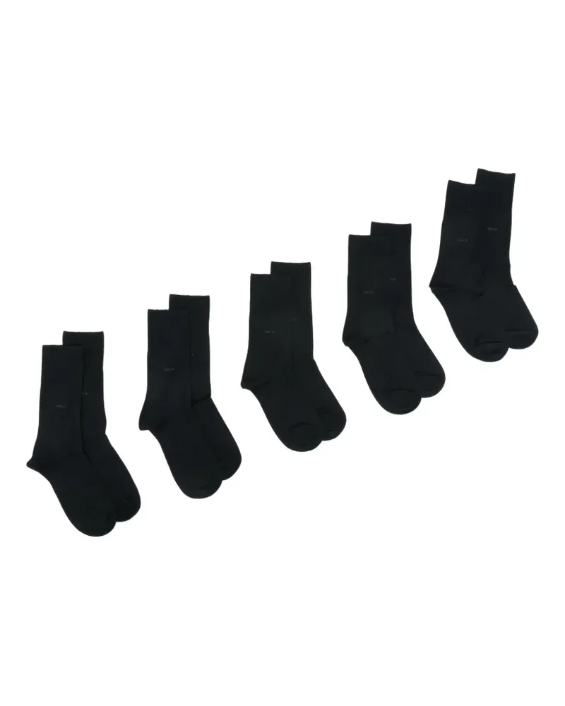 CDLP ribbed-cuff logo-print socks (set of five) - Blau Blau