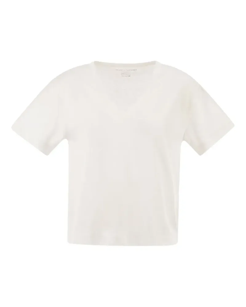 Majestic V-neck side-slit T-shirt - Weiß Weiß