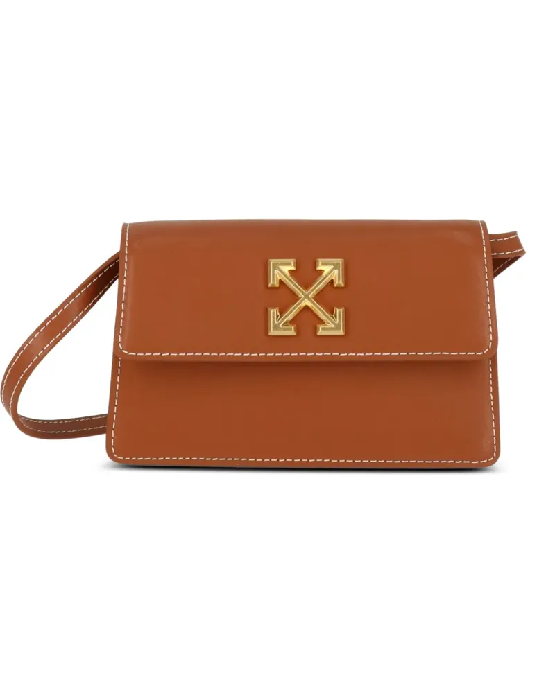 OFF-WHITE Arrows-motif contrast-stitch clutch bag - Braun Braun