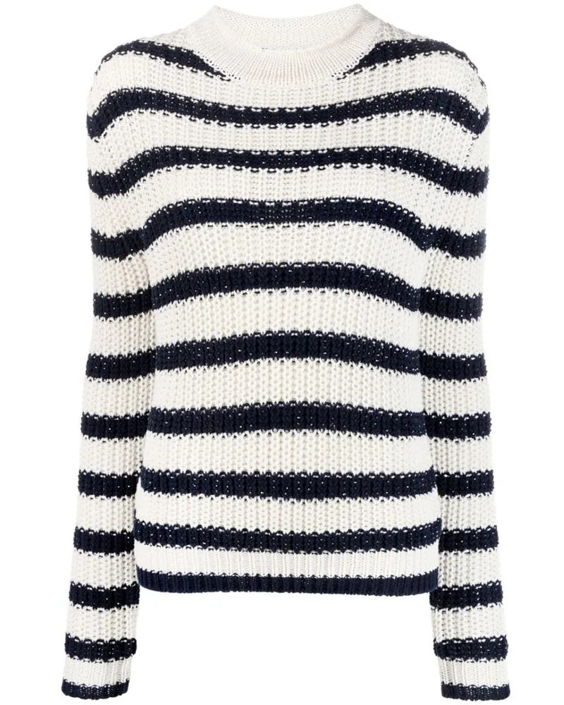 Ralph Lauren Gestreifter Strickpullover - Weiß Weiß