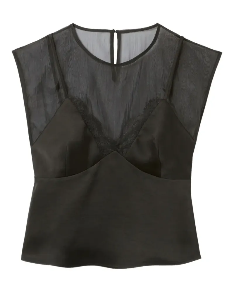Claudie Pierlot Satintop mit Spitzeneinsätzen - Schwarz Schwarz