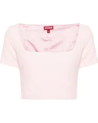 STAUD Anya Cropped-Bluse mit eckigem Ausschnitt Rosa