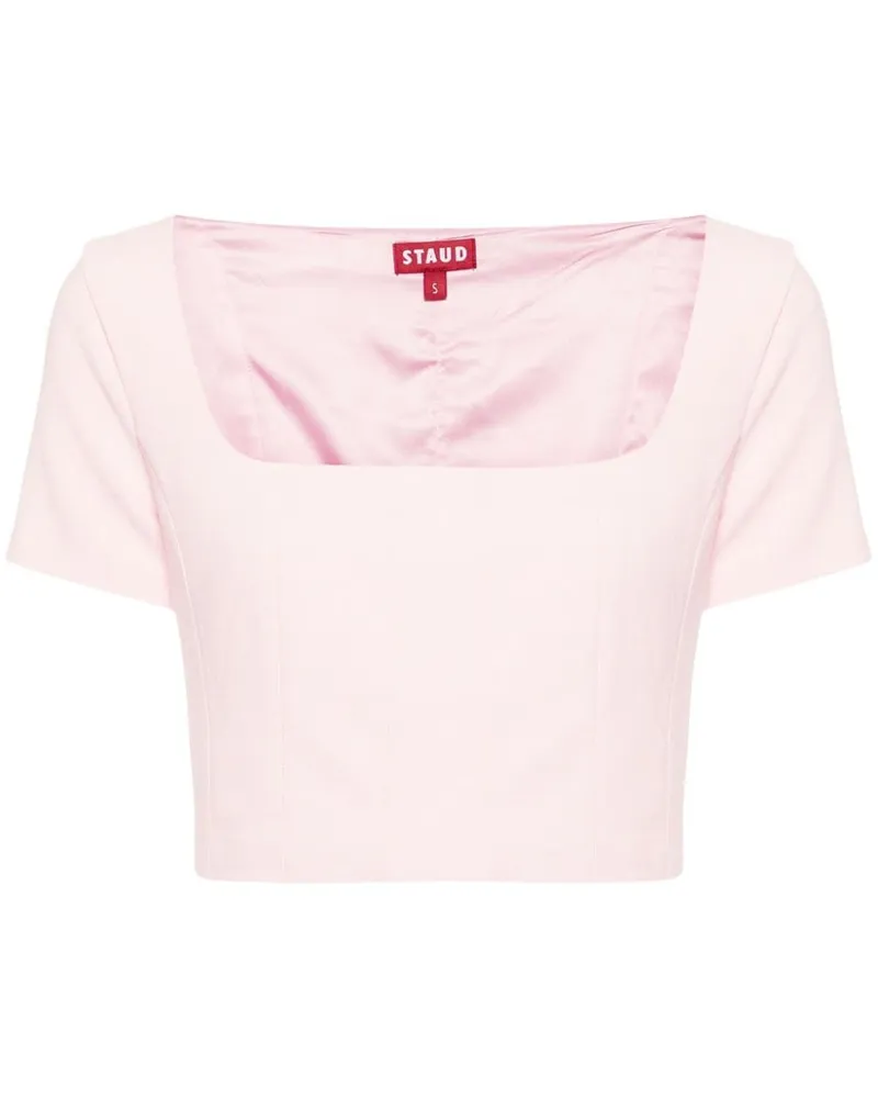 STAUD Anya Cropped-Bluse mit eckigem Ausschnitt Rosa