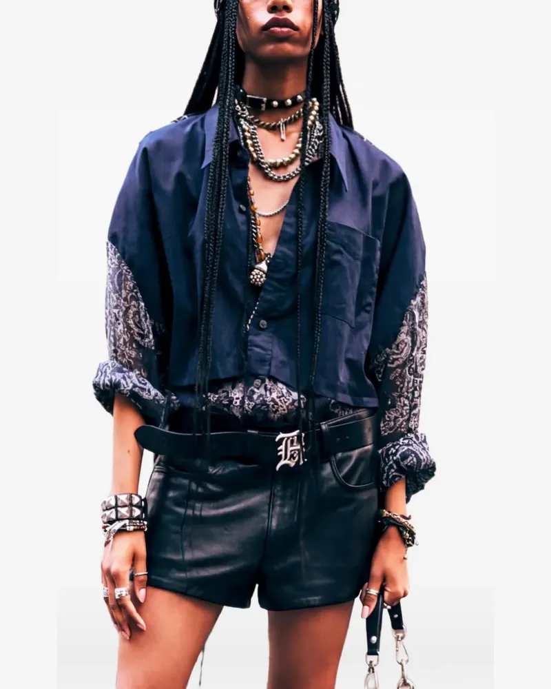 R13 Overlay Drop abstract-bandana shirt - Blau Blau