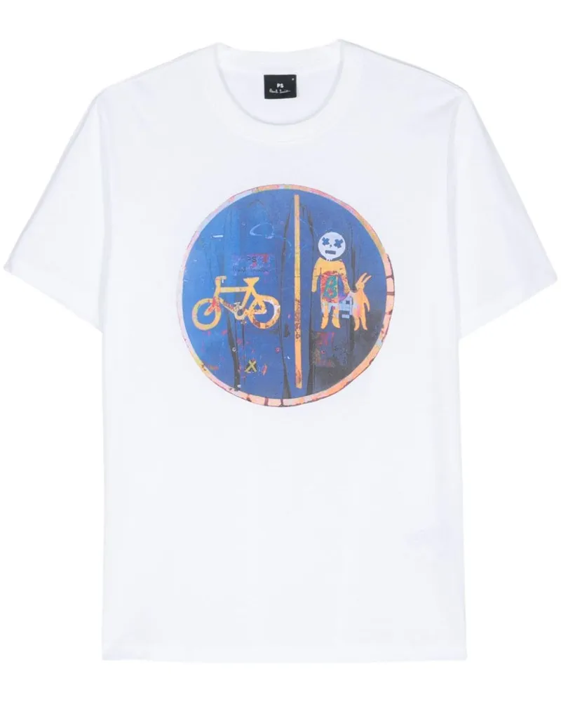 Paul Smith T-Shirt mit Straßenschild-Print Weiß