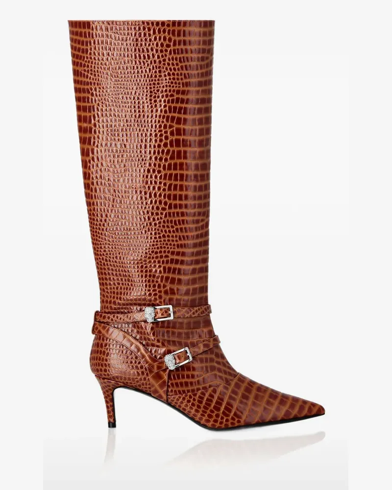 Philipp Plein 55mm crocodile-embossed boots - Braun Braun