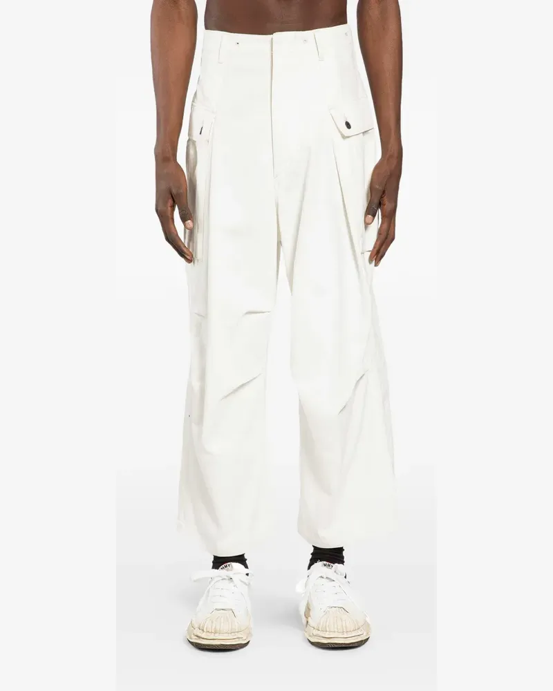 KAPITAL Jumbo Monkey herringbone cargo pants - Weiß Weiß
