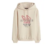 graphic-print hoodie - Nude