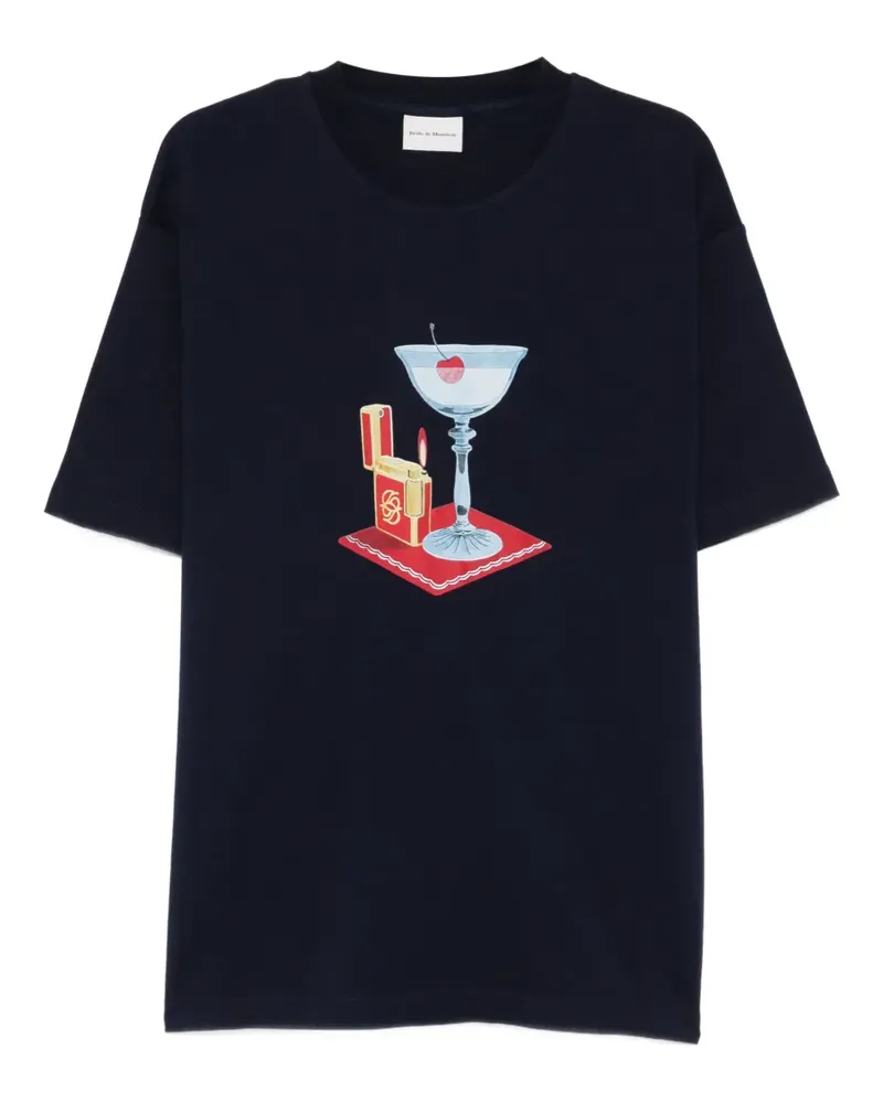 Drôle de Monsieur T-Shirt mit Cocktail-Print - Blau Blau