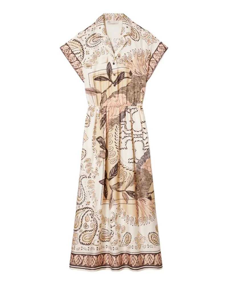 Tory Burch waisted silk shirtdress - Nude Nude