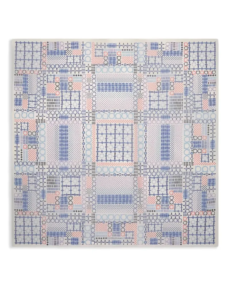 Ferragamo Seidenschal mit geometrischem Print - Blau Blau