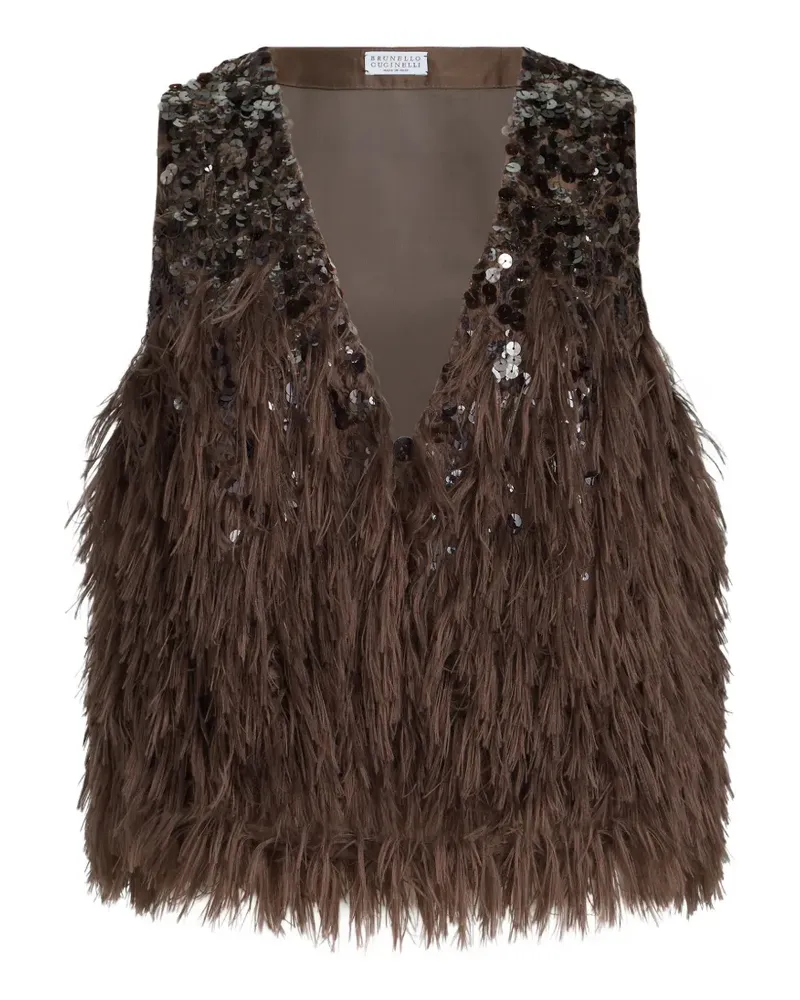 Brunello Cucinelli Weste mit Pailletten - Braun Braun