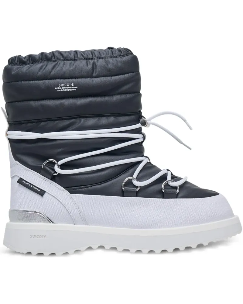 Fumito Ganryu Wattierte Stiefel mit Logo-Detail - Schwarz Schwarz