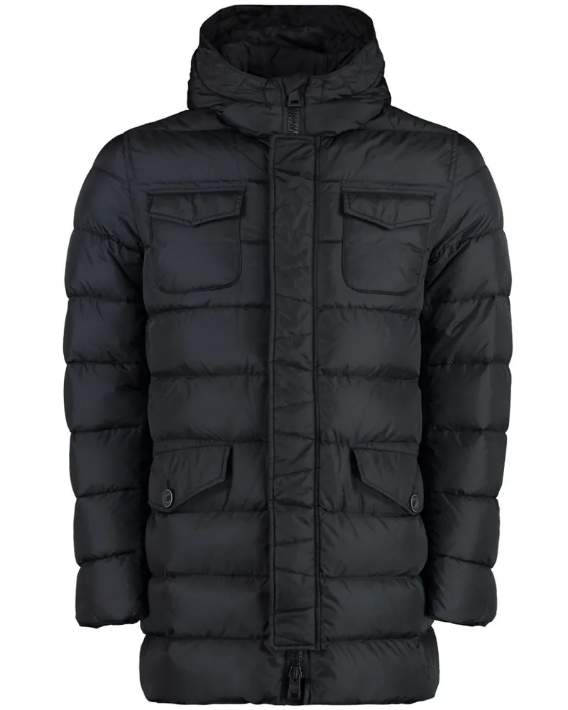 Herno Kurzer Daunenmantel mit Kapuze - Schwarz Schwarz