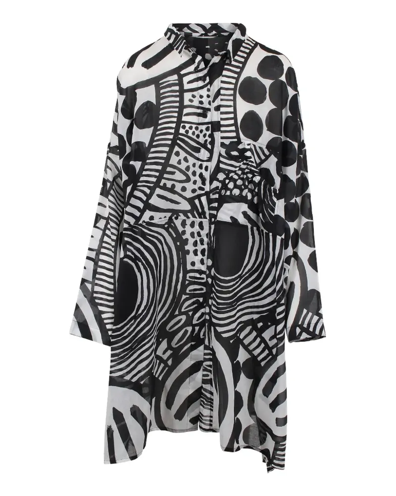 Black Label abstract-print shirt dress - Schwarz Schwarz
