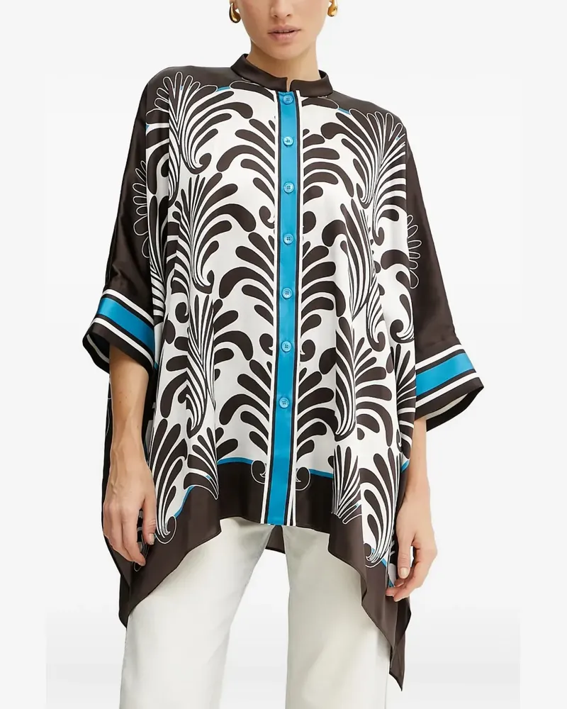 Luisa Spagnoli Oberteil mit Blatt-Print - Braun Braun
