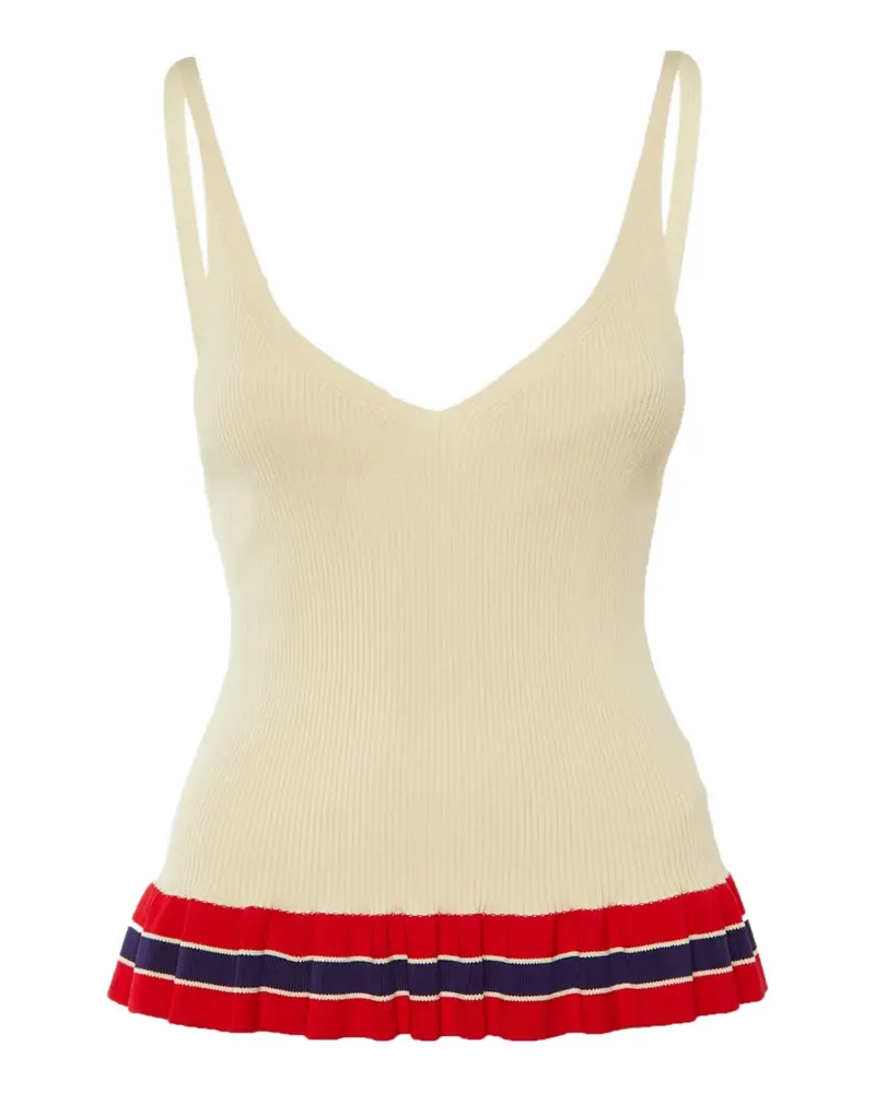 Sandro ruffled rib-knit top - Nude Nude