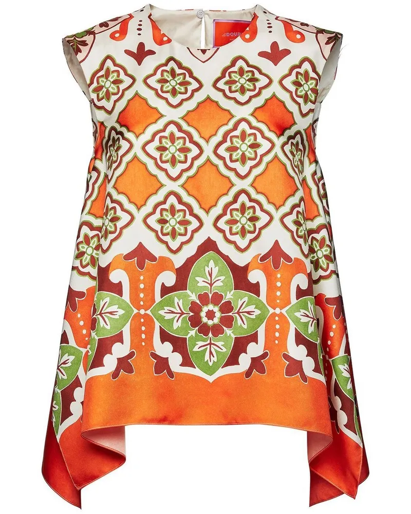 La DoubleJ Asymmetrische San Carlo Seidenbluse - Orange Orange