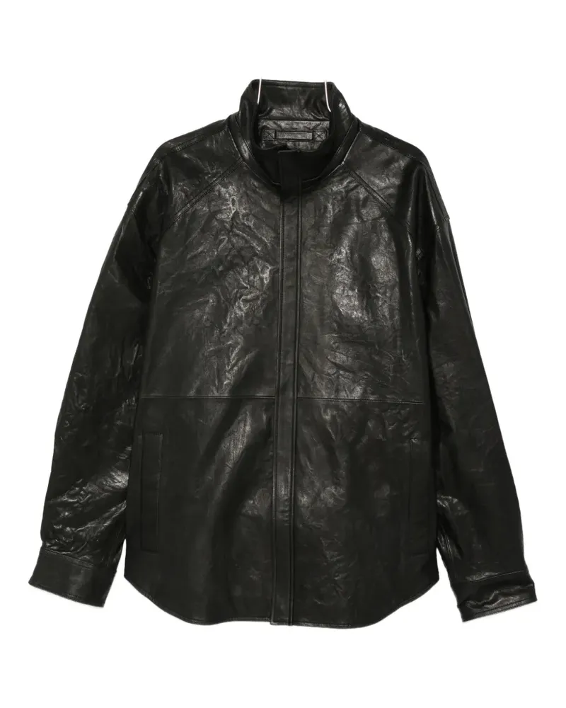 JUUN.J Lederjacke in Knitteroptik - Schwarz Schwarz