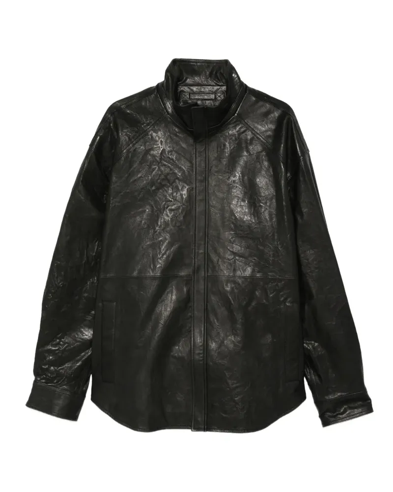 JUUN.J Lederjacke in Knitteroptik - Schwarz Schwarz