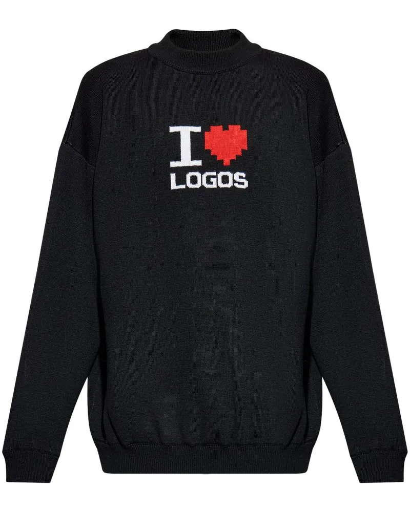 VETEMENTS Pullover mit Slogan-Intarsie - Schwarz Schwarz