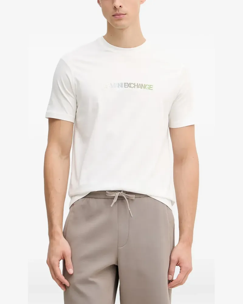 Armani Exchange logo-embroidered T-shirt - Weiß Weiß