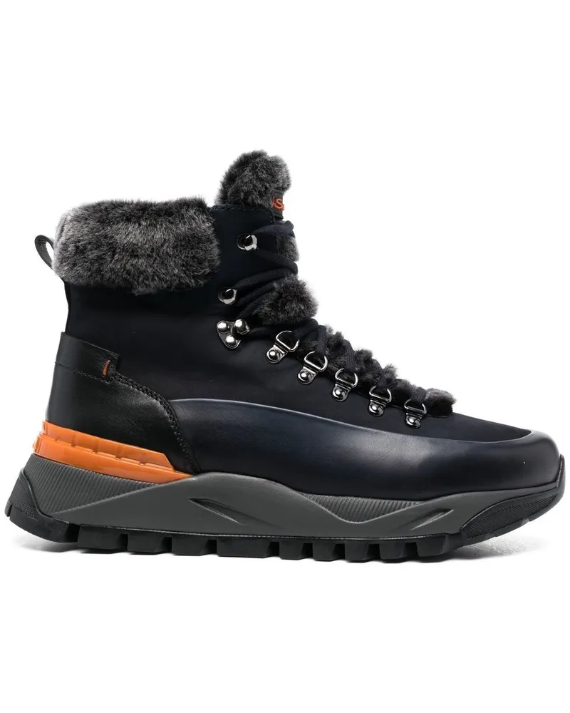 Santoni Schnürstiefel mit Shearling-Futter - Blau Blau
