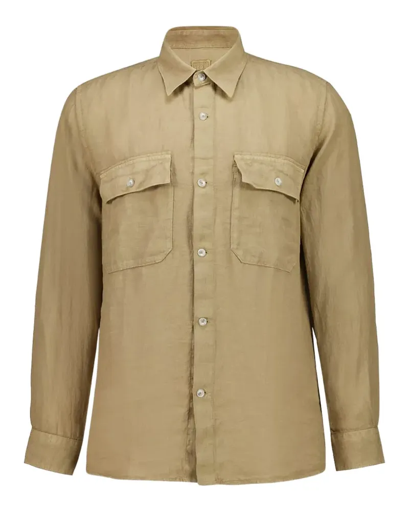 120% Lino Geknöpftes Leinenhemd mit Klappentaschen - Nude Nude