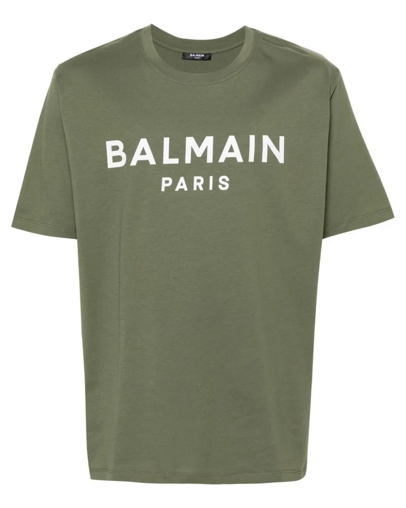 Balmain T-Shirt mit Logo-Print - Grün Grün