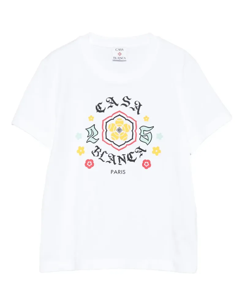 Casablanca Paris T-Shirt mit Blumen-Print - Weiß Weiß