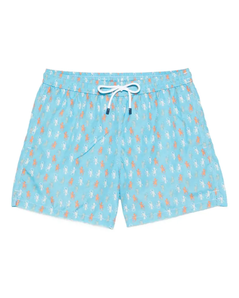 Fedeli drawstring lizard print swim shorts - Blau Blau