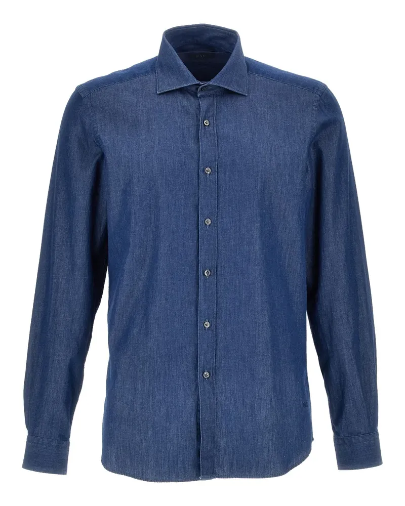 Fay Geknöpftes Jeanshemd - Blau Blau