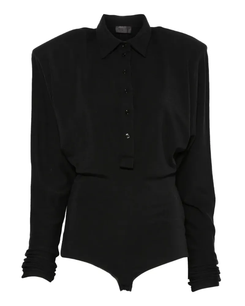 Thierry Mugler padded-shoulder button-up blouse - Schwarz Schwarz