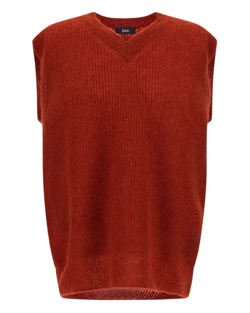 Herno Gerippte Weste mit V-Ausschnitt - Orange Orange