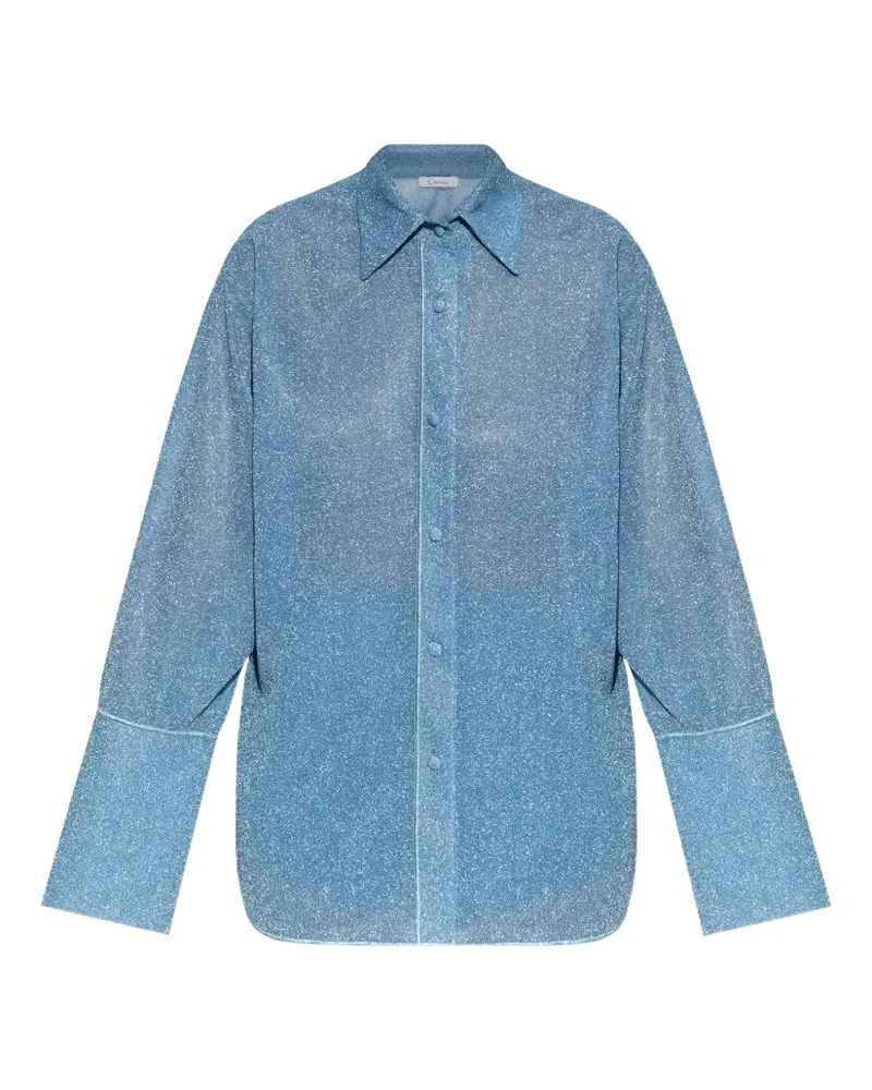 Oséree Geknöpftes Hemd mit Glitter - Blau Blau
