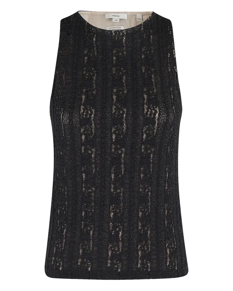 Vince Top mit Spitzenmuster - Schwarz Schwarz