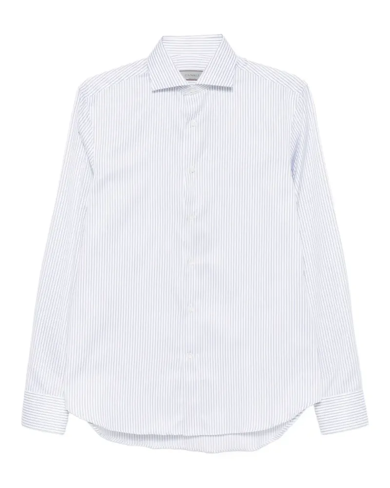 Canali Gestreiftes Hemd - Weiß Weiß