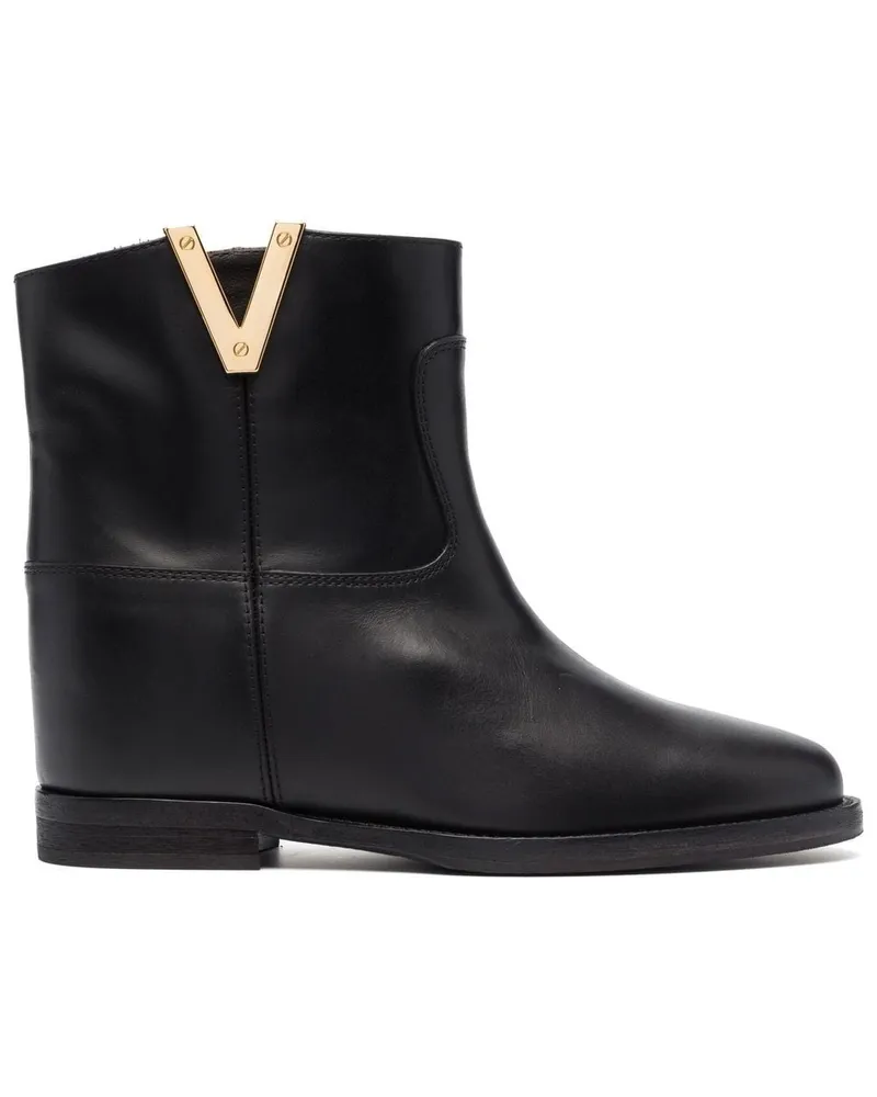 Via Roma 15 Stiefeletten mit Logo - Schwarz Schwarz