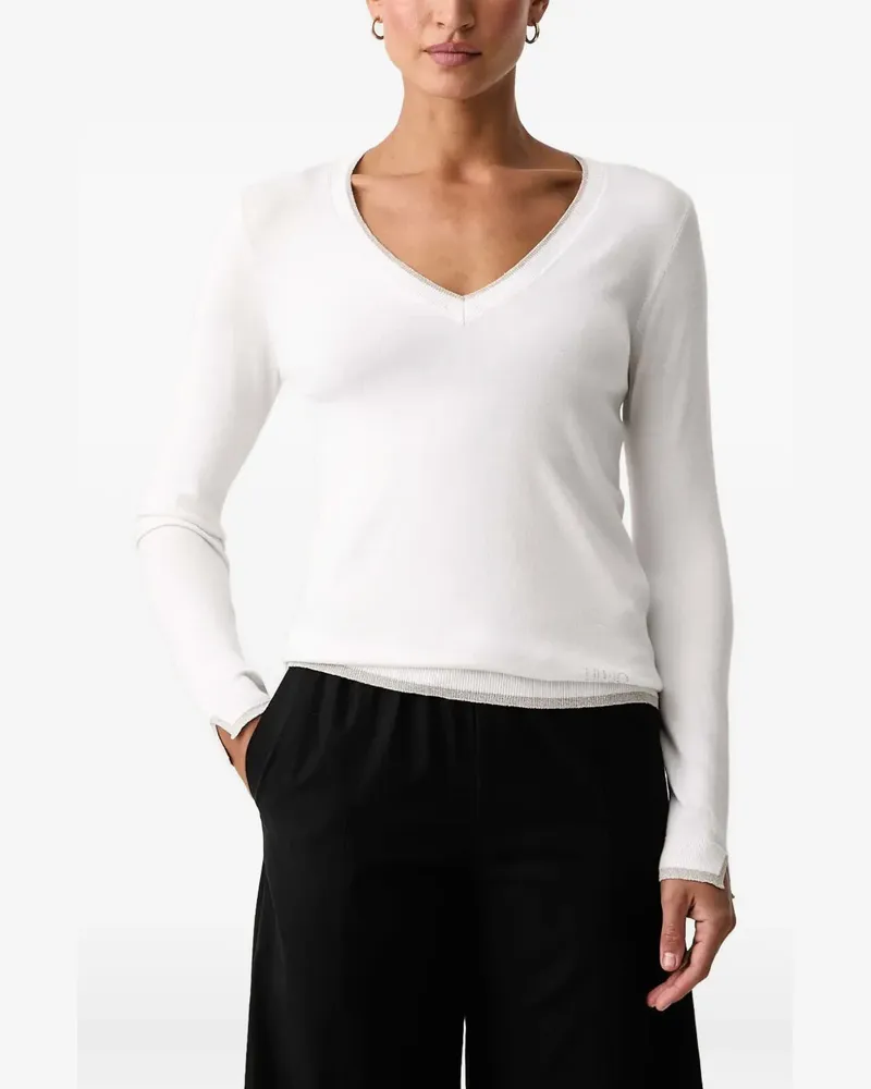 Liu Jo Strickpullover mit V-Ausschnitt - Weiß Weiß