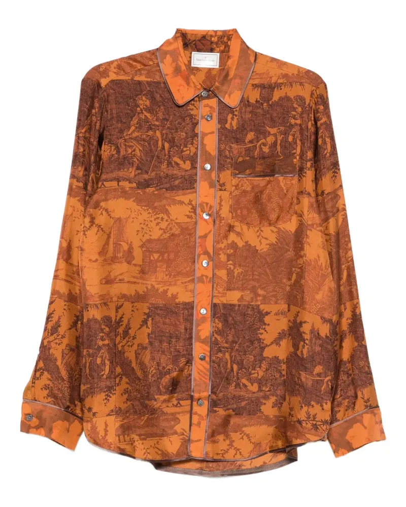 Pierre-Louis Mascia printed pocket shirt - Orange Orange