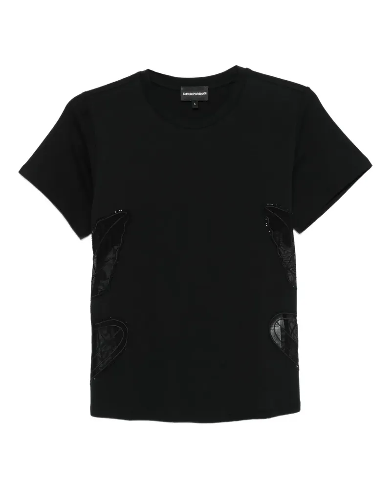 Emporio Armani T-Shirt mit Schmetterling - Schwarz Schwarz