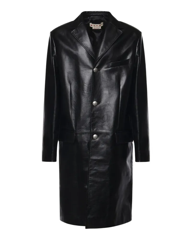 Marni engraved-button leather coat - Schwarz Schwarz