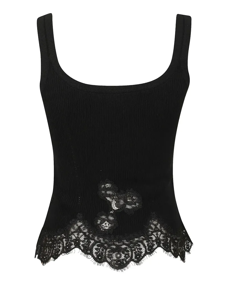 Ermanno Scervino Geripptes Tanktop mit Spitzenbesatz - Schwarz Schwarz