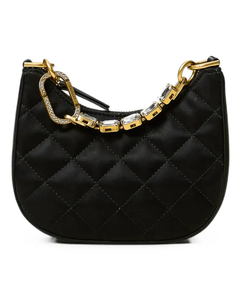 Twin-Set Mini Schultertasche mit Kristallen - Schwarz Schwarz