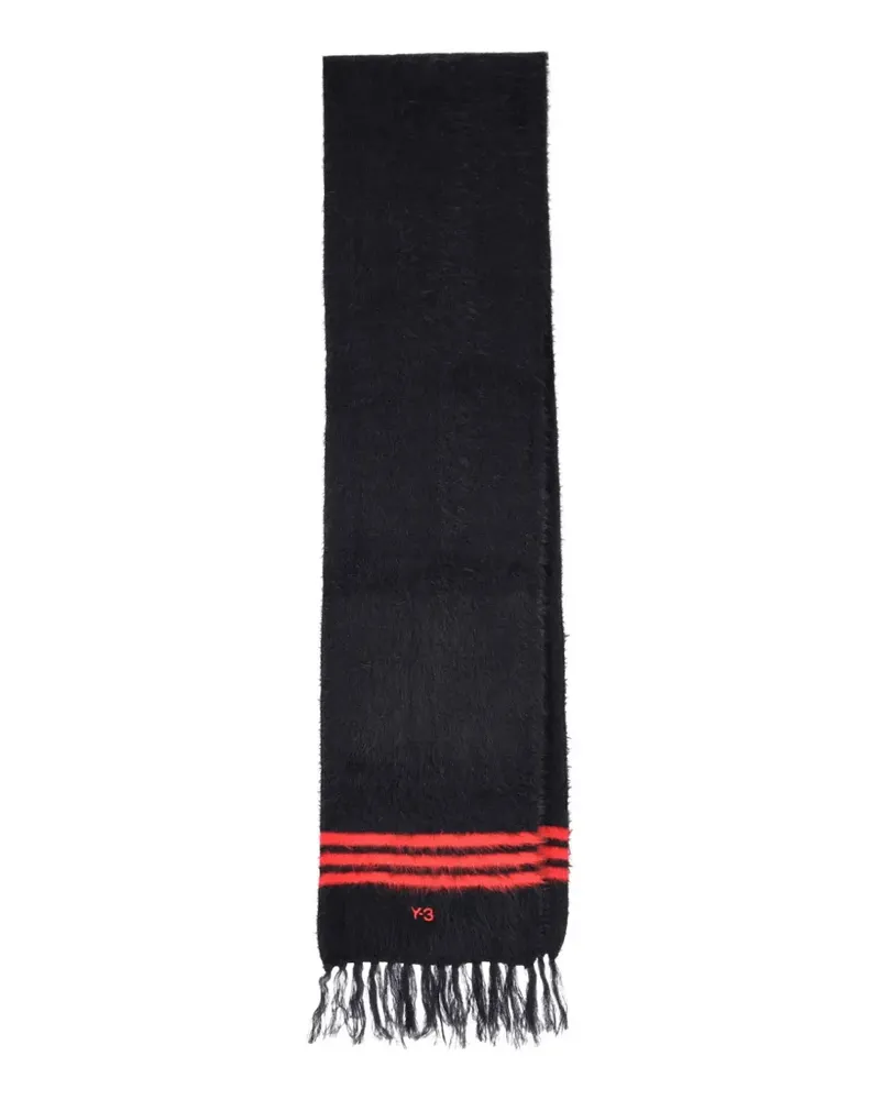 Y-3 logo-embroidered striped scarf - Schwarz Schwarz