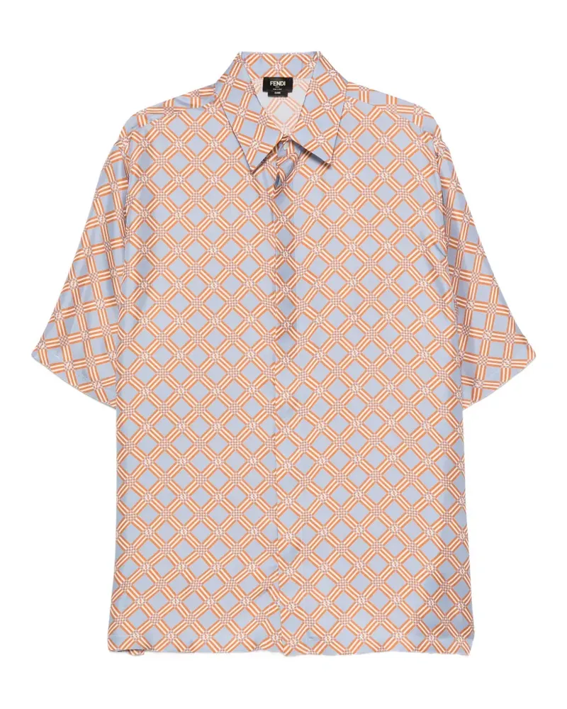 Fendi geometric-print short-sleeve shirt - Blau Blau