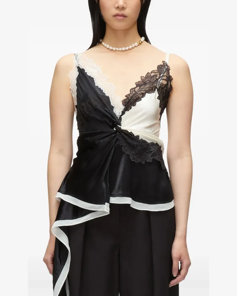 3.1 phillip lim Asymmetrisches Satintop - Schwarz Schwarz