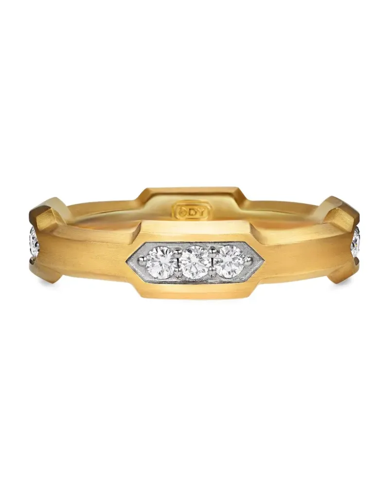 David Yurman 18kt Hex Station Gelbgoldring mit Diamanten (6mm Gold