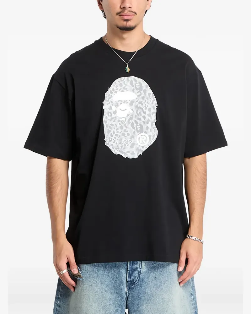 BAPE T-Shirt mit Affenkopf-Print - Schwarz Schwarz